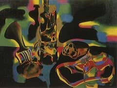 Flame in Space and Female Nude by Joan Miro